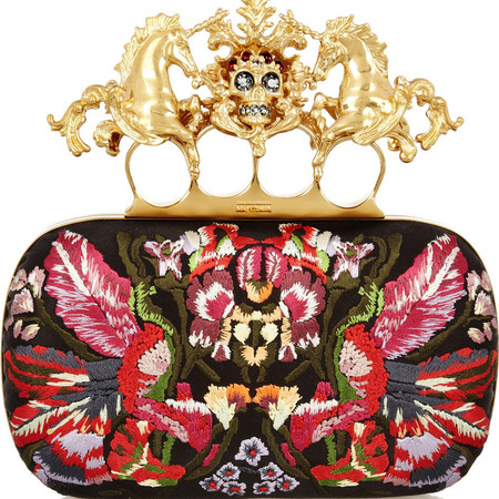 ALEXANDER MCQUEEN Unicorn Skull embroidered satin box clutch £1,435