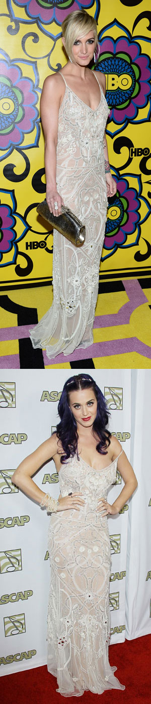 FASHION FIGHT! Katy Perry v Ashlee Simpson in embellished Temperley London dress