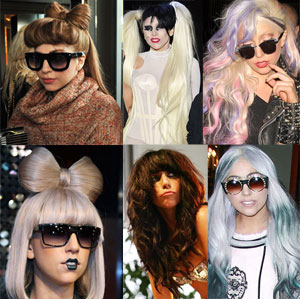 HAIR HISTORY: Lady Gaga from blonde to brunette via green, pink, grey, black...