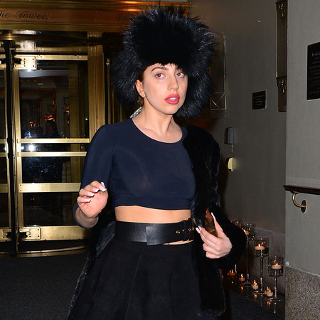 Lady Gaga hat at Versace party