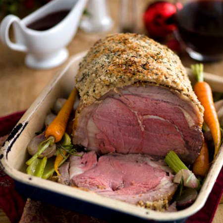 Roast sirloin beef with boursin
