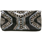 Miss Selfridge Studded silver embellished clutch