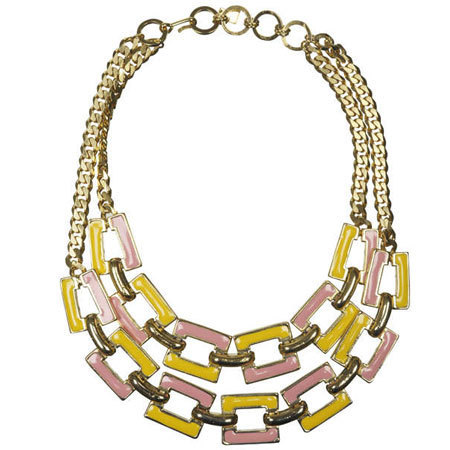 Lancetti Vintage Gold Plated Enamel Chunky Link Necklace