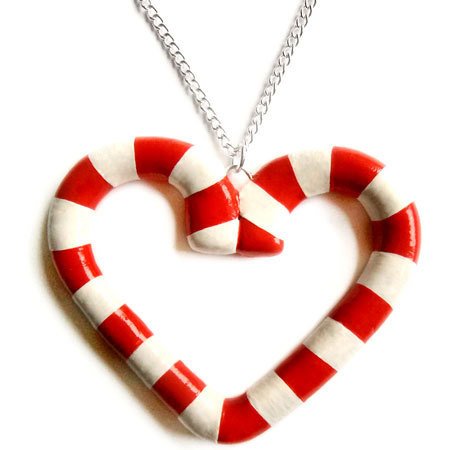 Little Miss Delicous Candy Cane Heart Necklace