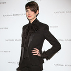 Anne Hathaway works the tux trend in Saint Laurent