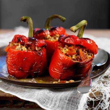 Ostrich stuffed peppers