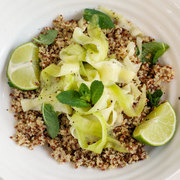 Pearl and red Quinola Mothergrain with lime marinated courgette and mint