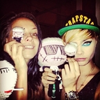 Cara Delevingne plays with Karl Lagerfeld doll