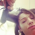 Kelly Brook does early morning blow dry
