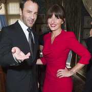 Davina McCall in red dress with Tom Ford