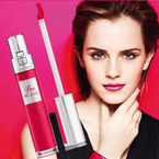 Emma Watson shows off new Lancome Lip Gloss