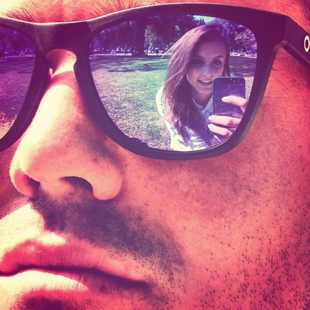 Lucy Watson and Spencer Matthews in the park