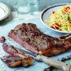 Porterhouse steak sliced 