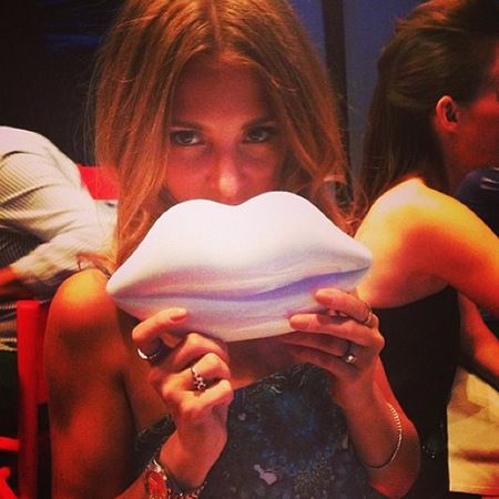 Millie Mackintosh with Lulu Guinness Lips clutch