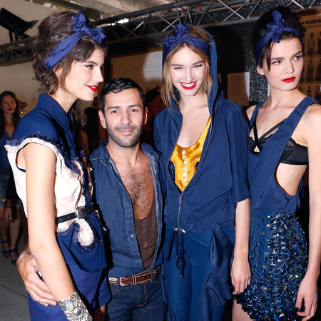Models backstage at Alexis MAbille PFW SS14, Headscarves, beehives and red lips, denim