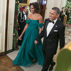 michelle obama in emerald green dress - michelle and president barack obama at Kennedy Centre Honors Gala - green dress - handbag.com
