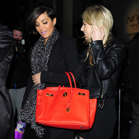 Frankie Sandford - red birkin bag - handbag - london sightings - nobu - handbag.com