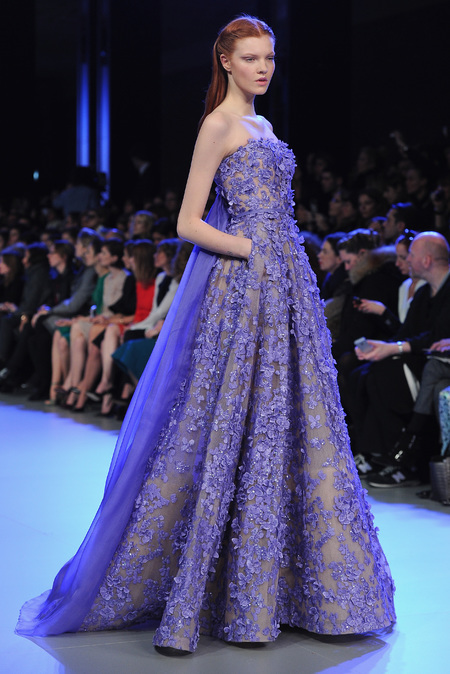 Designer wedding dress ideas from Couture fashion week - Ellie Saab Catwalk Show - blue wedding dress - Fashion and weddings - trends - handbag.com