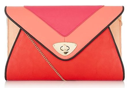 new handbag from high street - new look - pink and red colourful clutch bag - handbag.com