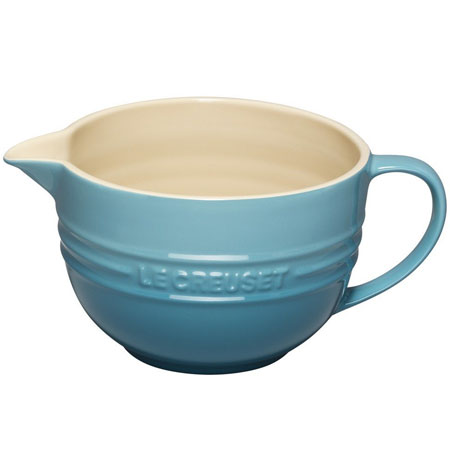 Le Creuset Stoneware Mixing Jug, Teal, 2 Litre sold by Amazon - kitchen essentials - handbag.com