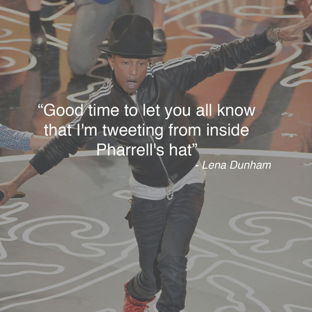Oscars 2014 selfie - Pharell Williams hat - Lena Dunham Twitter - Oscars photos - best Oscars tweets - celebrity news - handbag.com
