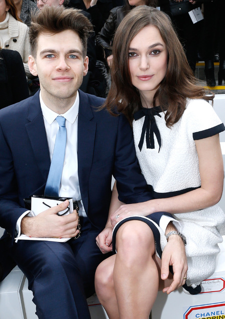 Keira Knightley at Chanel Paris Fashion Week show with James Righton - corseted Chanel dress - tiny waist - celebs figures - celebrity bodies - fashion news - handbag.com