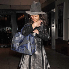Katie Holmes rocking the same Valentino bag earlier this year - Valentino rockstud camo tote bag - new tv show - Dawsons Creek - celeb fashion news - handbag.com