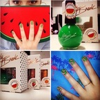 kelly brook scented nail polish for new look - fruity clutch bags and nails - spring summer 2014 trends - handbag.com