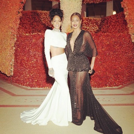 Beyonce and Rihanna at the met gala ball 2014 - instagram - reaction to solange jayz fight - attack - handbag.com