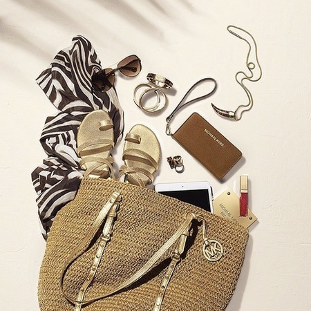 michael kors straw tote