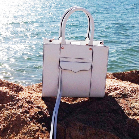 rebecca minkoff-MAB handbag-white designer bag-beach scene-holiday handbag-handbag.com