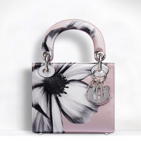 small lady dior bag in pink printed deerskin leather - pink handbags - shopping bag - handbag