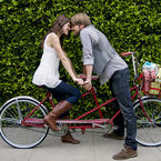 Couple on a date riding a tandem