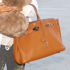 Eva Longoria - airport style - hermes birkin bag - tan brown handbag - handbag.com