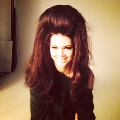kendall jenner beehive - Celebrity sixties hair and makeup inspiration - beauty bag - handbag